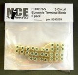 Terminal Block, 3-Wire Euro Style, 14-24AWG (5-Pack) - Click Image to Close