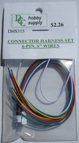 Harness Set, 6-Pin Connector, 6" Wires (Red/Black/Grn/Blue/Wht) - Click Image to Close