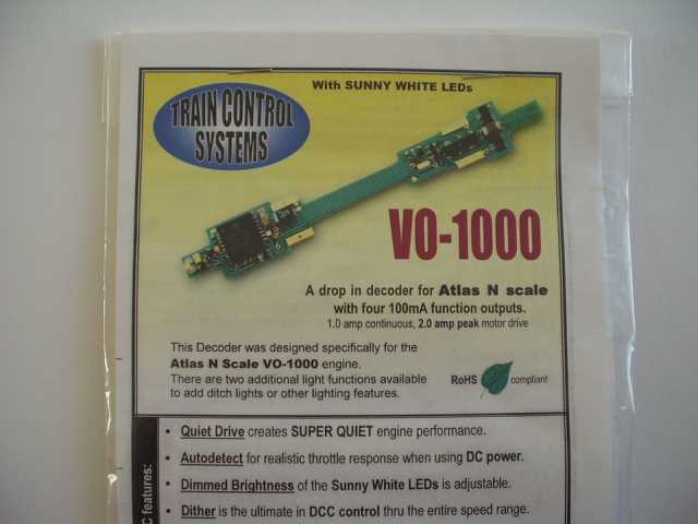 TCS VO-1000 N Scale Decoder with BEMF!