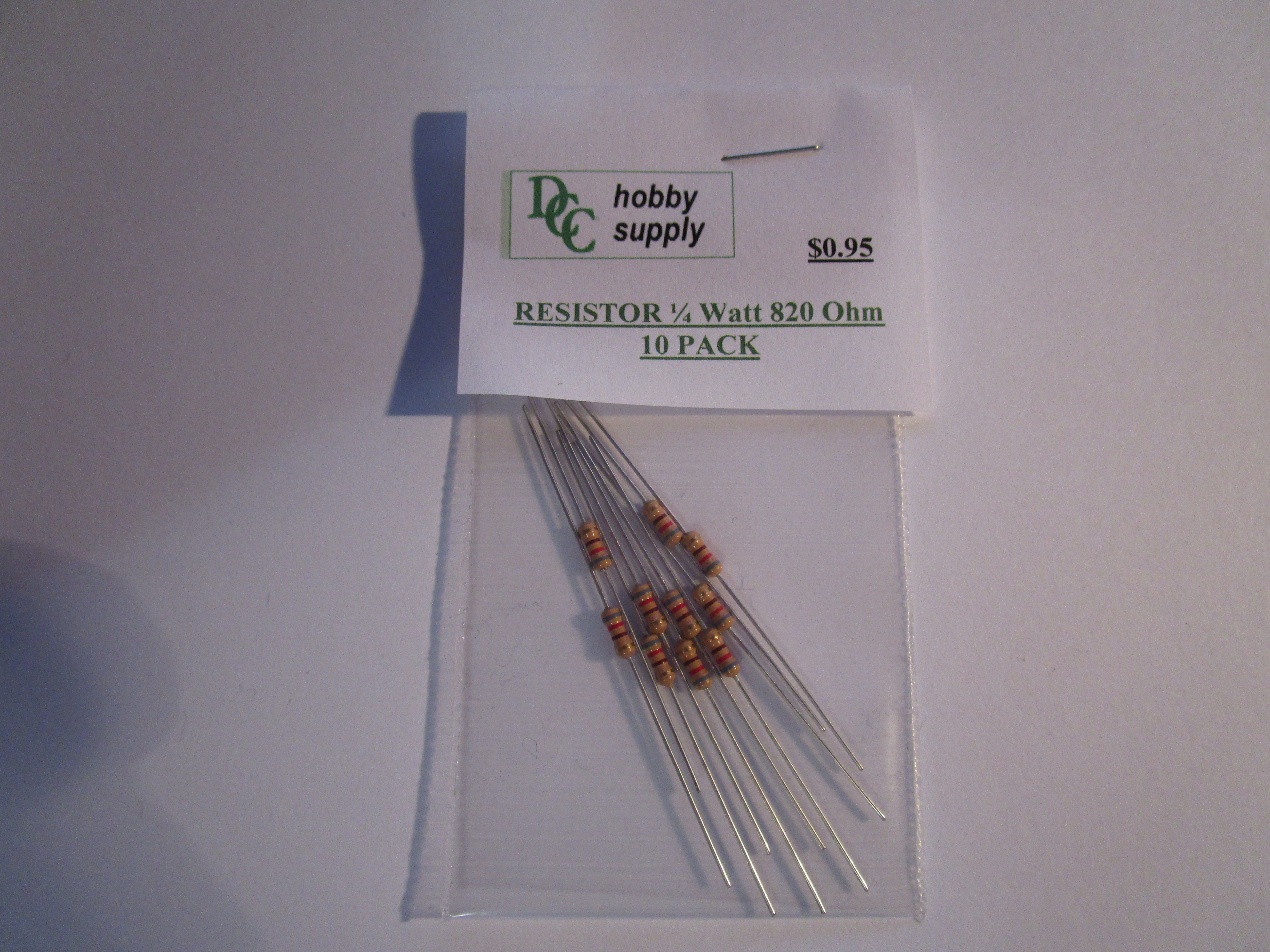 Resistor, 1/4 watt 820 Ohm (10 pack)